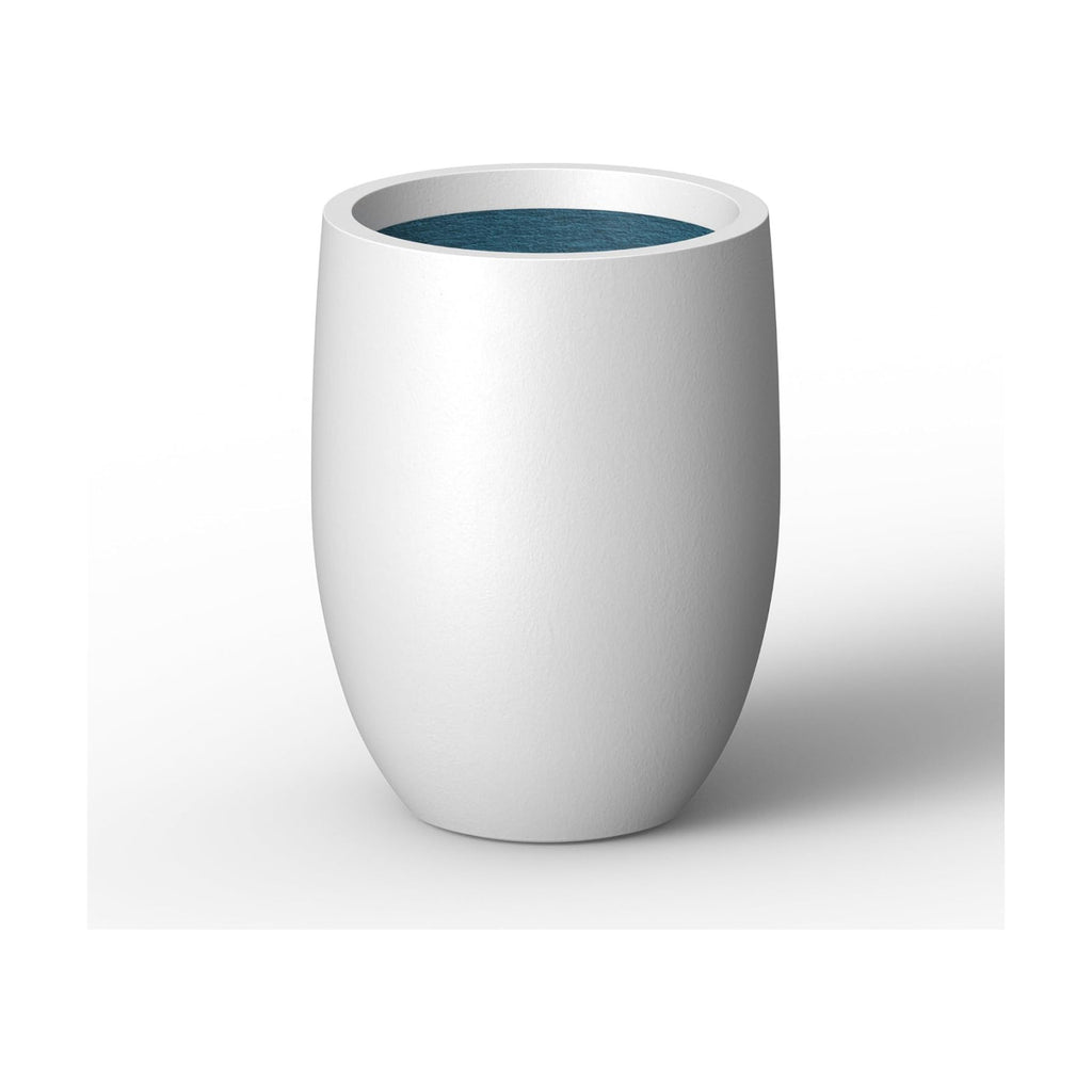 Kante Small Round Curved White Concrete Planter 9.1" Dia, Outdoor | Rubber Plug for Indoor, Drainage for Garden