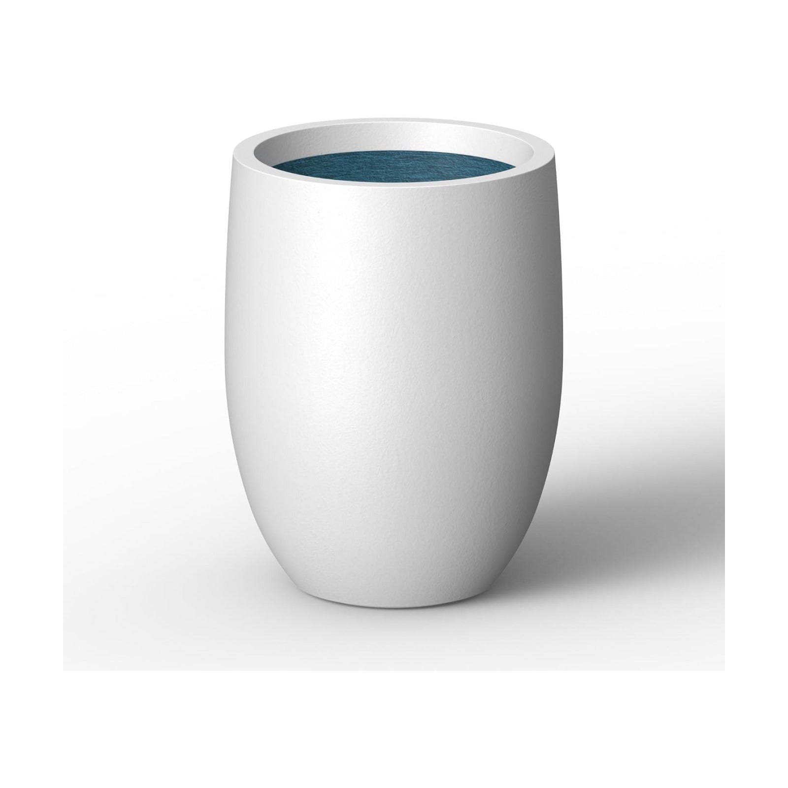 Kante Small Round Curved White Concrete Planter 9.1" Dia, Outdoor | Rubber Plug for Indoor, Drainage for Garden