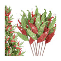 HyDren 10 Pcs Christmas Glitter Leaves Ornaments, Red and Green
