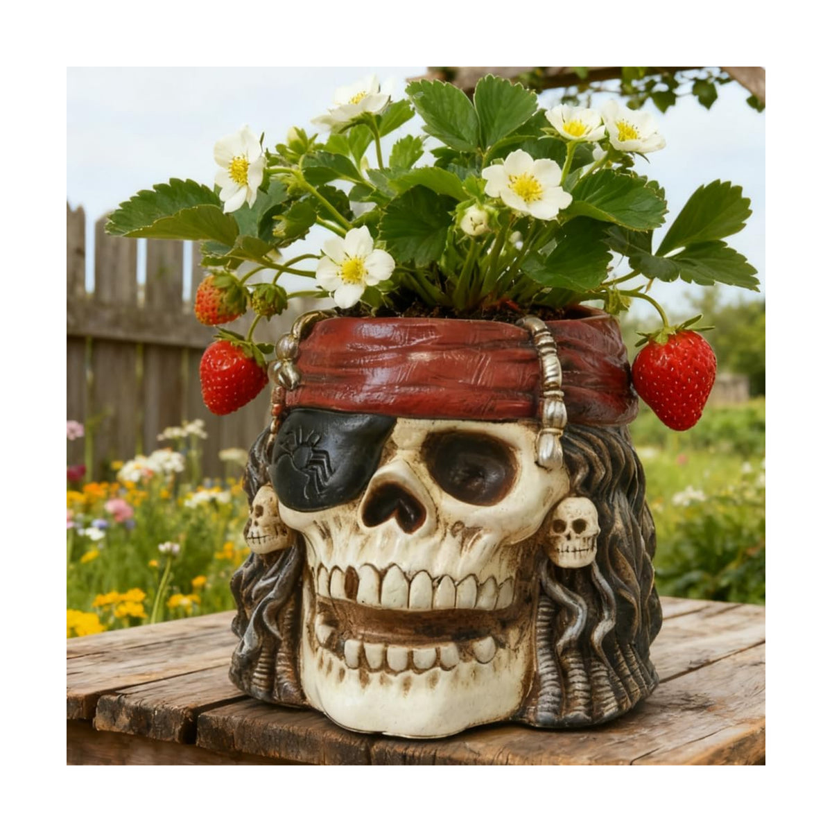Skull Planter, Skulls Flower Pot, Skull Bowl, Skeleton Succulent Pots, Gothic Plant Pots with Drainage, Goth Statue Flower Pots, Indoor/Outdoor Pirate Figurine, Halloween Decoration, Funny Home Decor