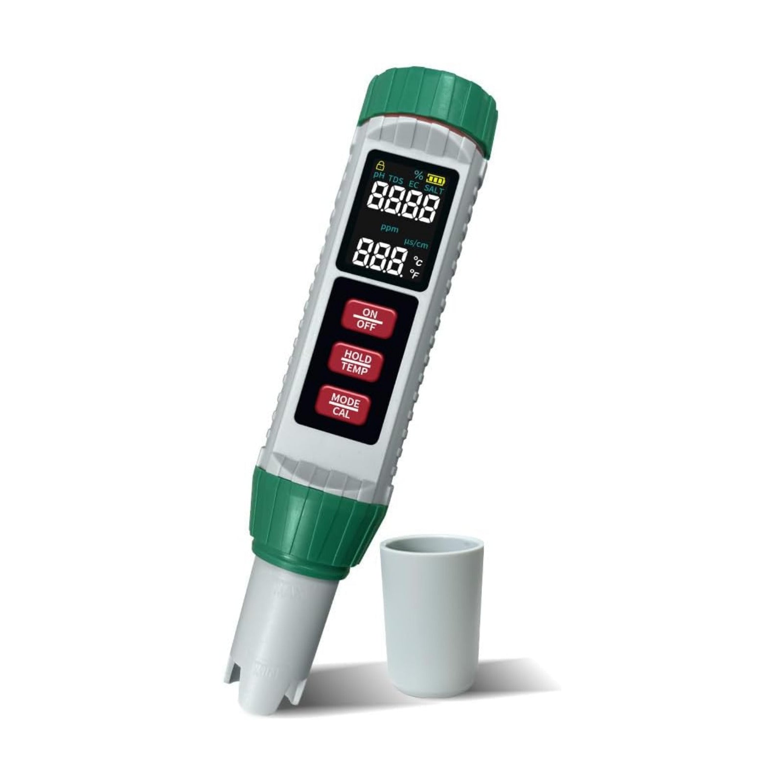 pH Meter & Pool Salt Tester, Digital 5 in 1 Salinity pH EC Temp TDS Meter for Water Quality, Waterproof Water Tester