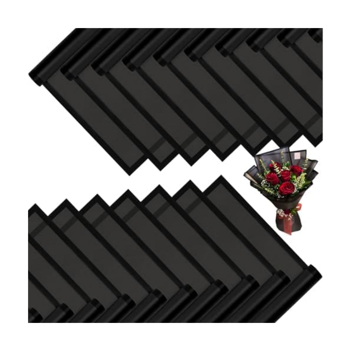 DEWJDFSC 20 Sheets Flower Bouquet Wrapping Paper Floral Korean Black
