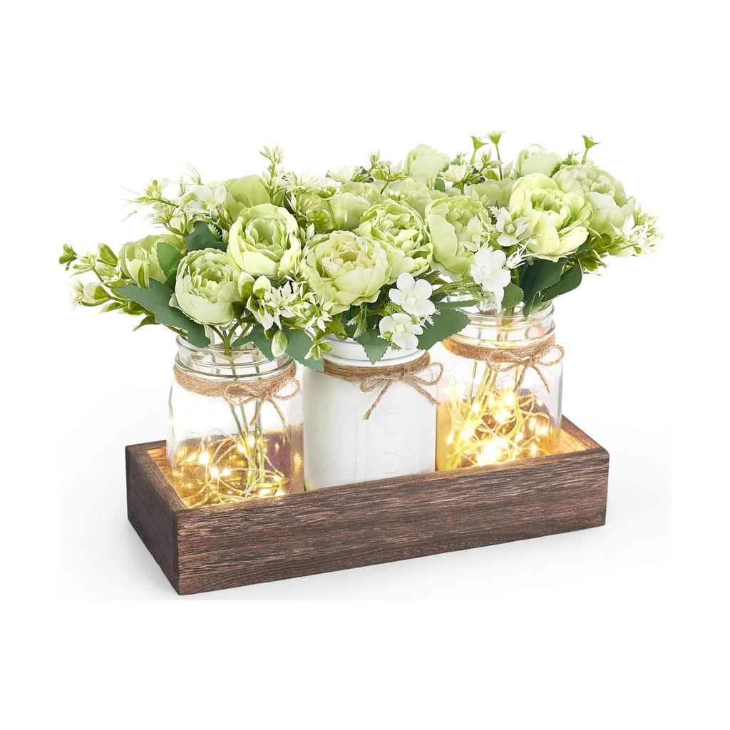 Mkono Mason Jar Lights Centerpieces for Tables Dining Room Farmhouse Decor