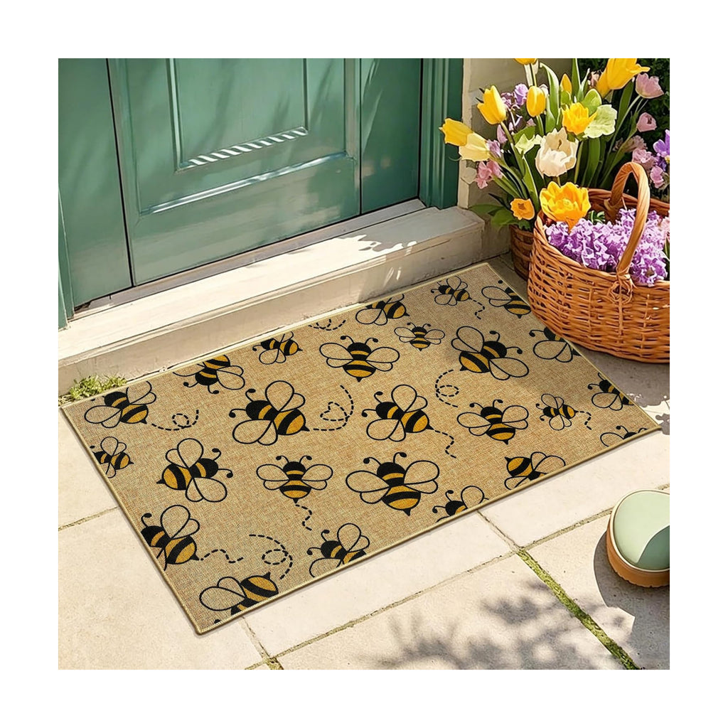 Bee Doormat Outdoor Entrance Funny Front Door Mat Welcome Bee Outside Rug
