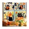 Whaline 6 Sheets Fall Window Clings Cute Black Cat Pumpkin Maple Leaf Reusable Window Decals for Autumn Harvest Thanksgiving Party Supplies Home Classroom Office Decor