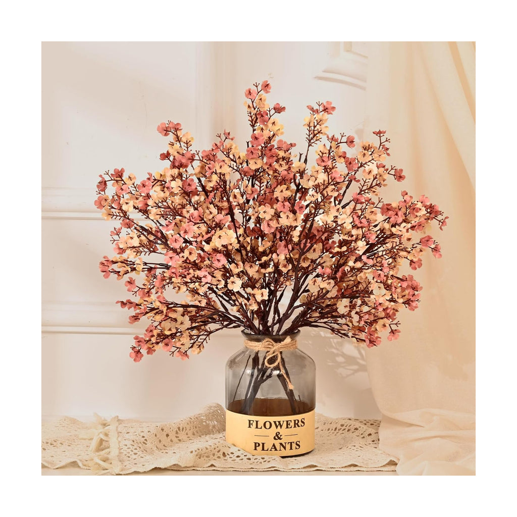 15Pcs Fall Flowers, Real Touch Babys Breath Artificial Flowers, Beige Brown