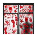 AhfuLife 108Pcs Halloween Window Clings, 9 Sheets Reusable Halloween Blood Handprint Window Stickers Removable Stickers for Kids Home Window Indoor Party Decorations