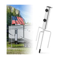 Flag Pole Holder for Ground - 4 Tips Heavy Duty Metal Ground Stake, Adjustable Flag Pole Ground Stake, Fits 1.43"