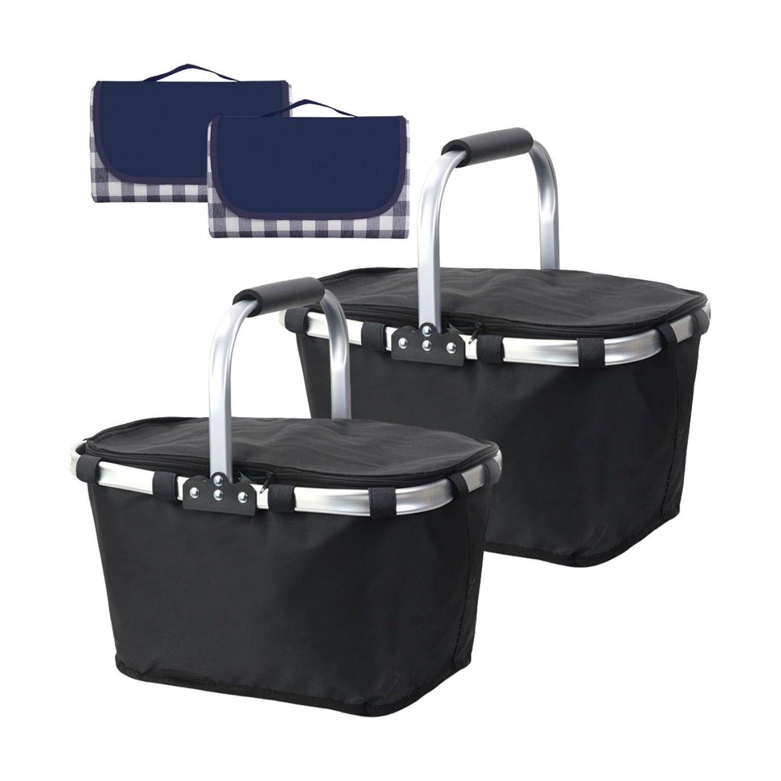 2 Pcs Large Insulated Picnic Basket, 30L Collapsible Cooler Bag Foldable Grocery Bag Market Basket Picnic Basket for