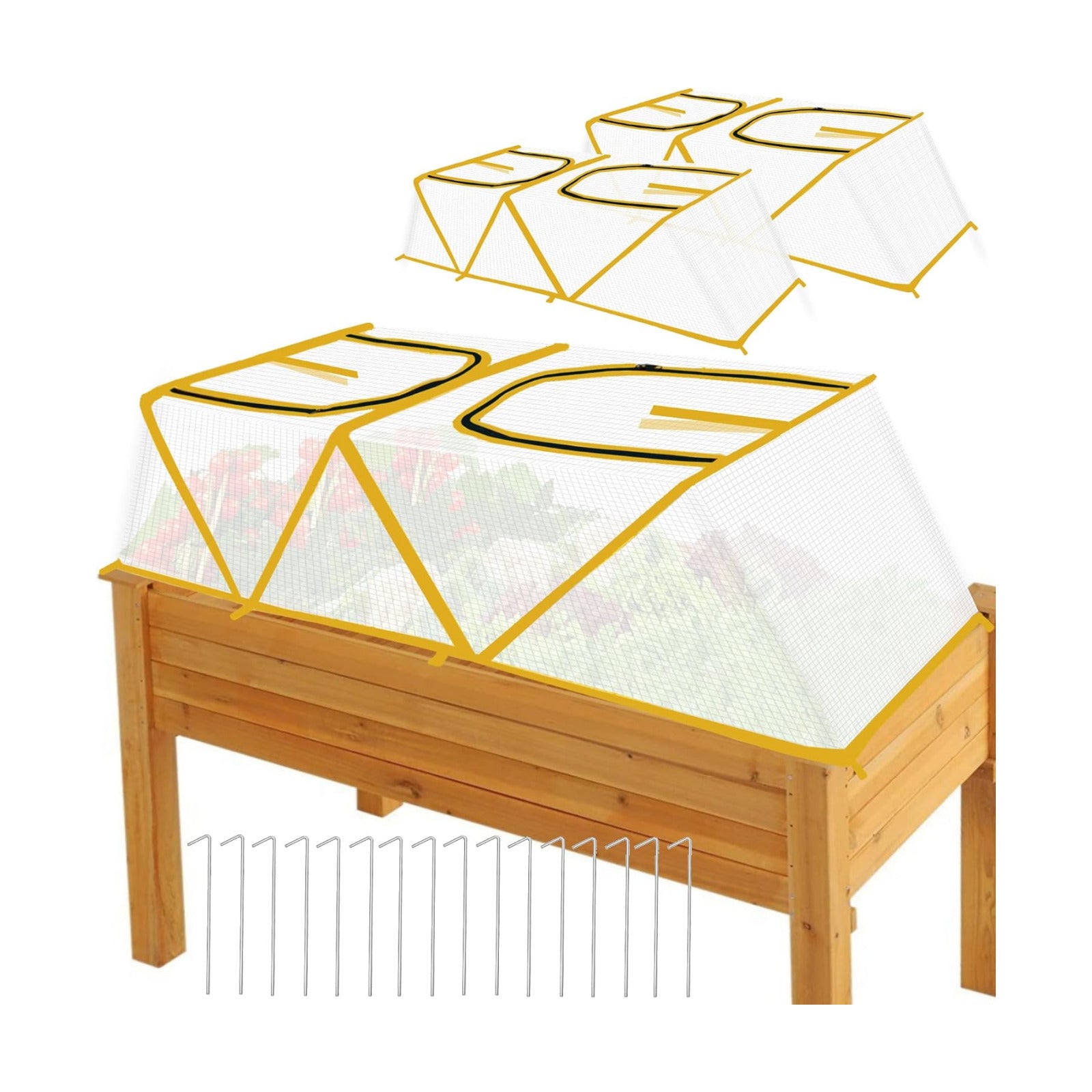 47.2" *14.6" *13.4" Foldable Garden Row Accelerator Plants Cover for Raised Garden Bed, Mini Greenhouse Cover with Two