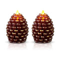 Christmas Pinecone Candles Flameless Thanksgiving Decor,Red-Brown