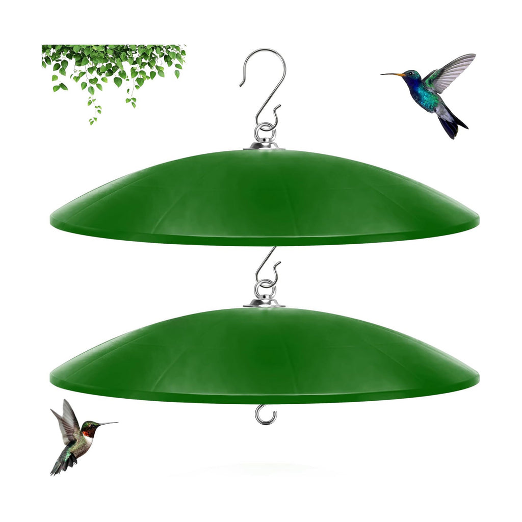 19.25-Inch Extra Large Squirrel Baffle,Hummingbird Feeder Shade Dome Cover, Bird Feeder Rain Guard, Hanging Squirrel Proof for Shepherd's Hook Outdoors (Green) 2 Pack