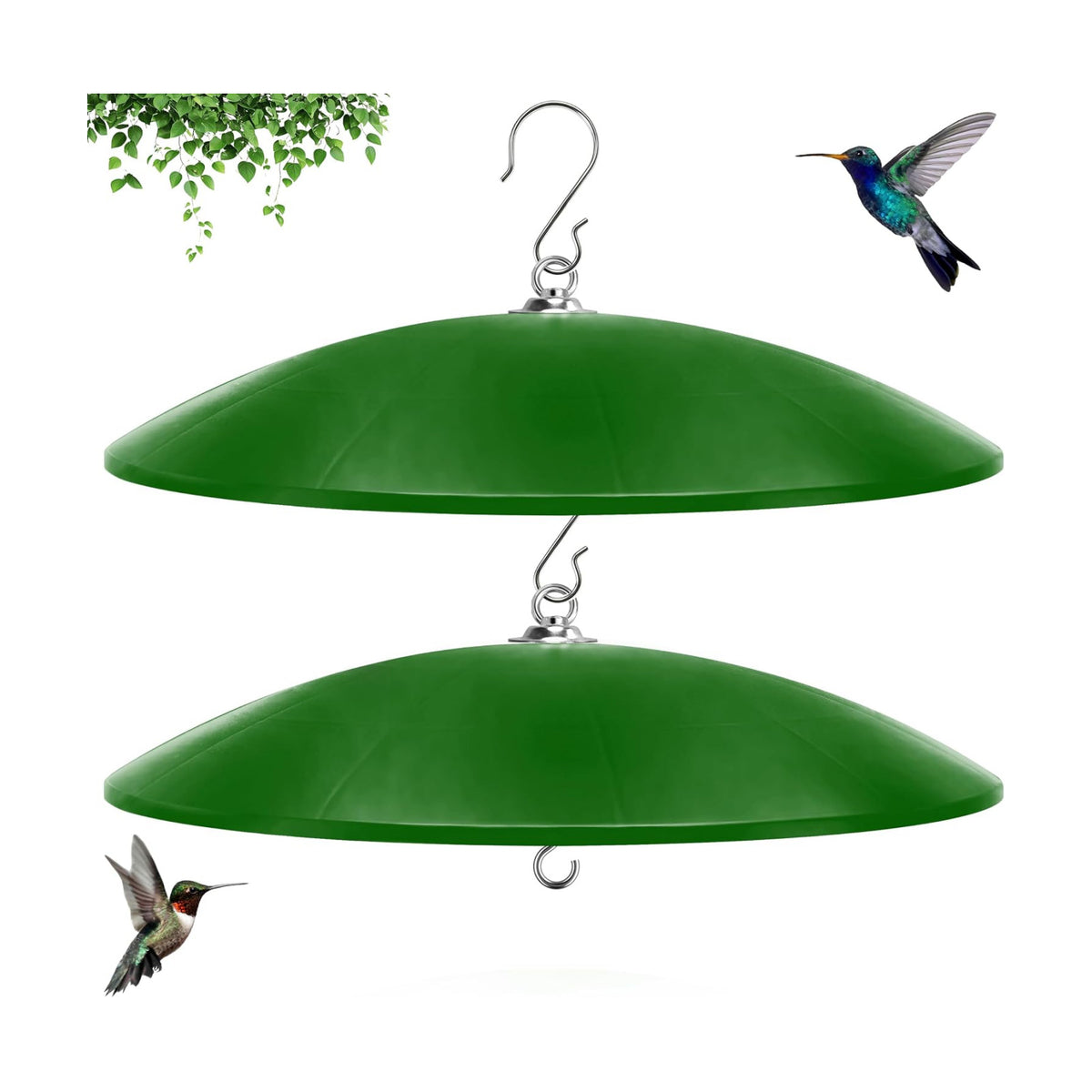 19.25-Inch Extra Large Squirrel Baffle,Hummingbird Feeder Shade Dome Cover, Bird Feeder Rain Guard, Hanging Squirrel Proof for Shepherd's Hook Outdoors (Green) 2 Pack