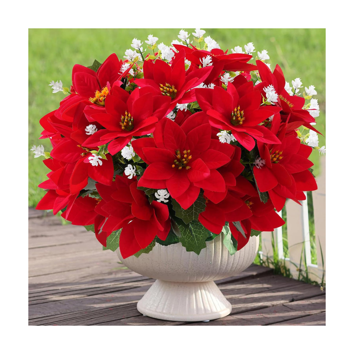 Christmas Artificial Flowers for Outdoors 12PC Poinsettia Flowers