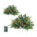 2 Pack Christmas Tree Urn Filler, Lighted Artificial Xmas Pine Trees with Tripod Stake, Light Up 8 Modes & Timer, Battery Powered Outdoor Planter Filler Festival Holiday Home Decor
