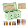 Seed Storage Box , Metal Seed Organizer Saving Box, Seeds Packet Container | with 4 Dividers,With 60 Slots 60 Seeds