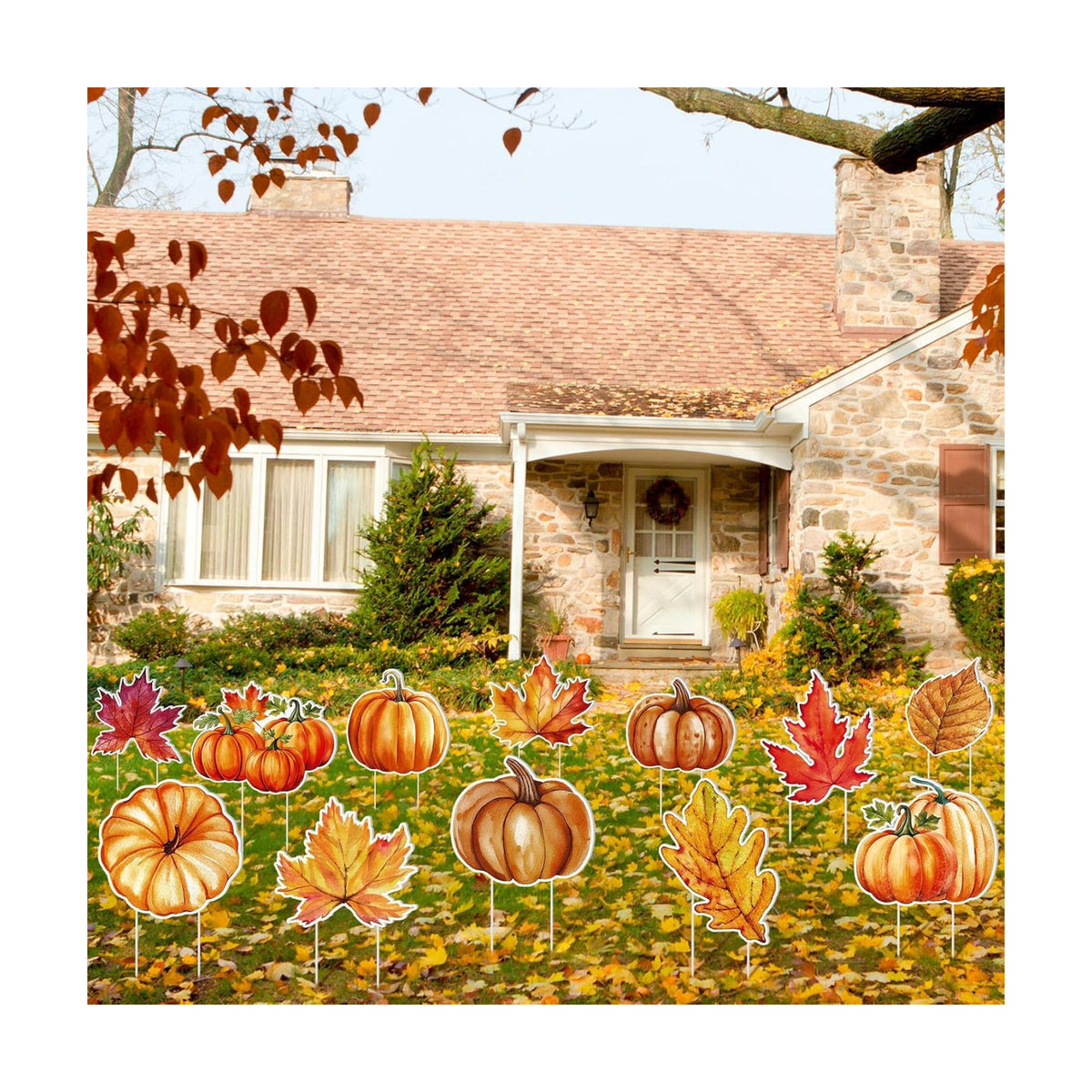 Bencailor 12 Pcs Fall Yard Sign with Stakes Autumn Outdoor Decorations