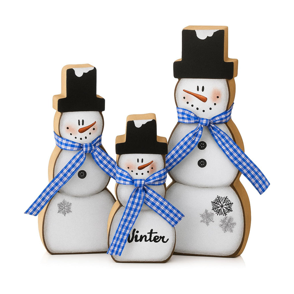 Suzile 3 Pcs Winter Snowman Table Decorations,Blue