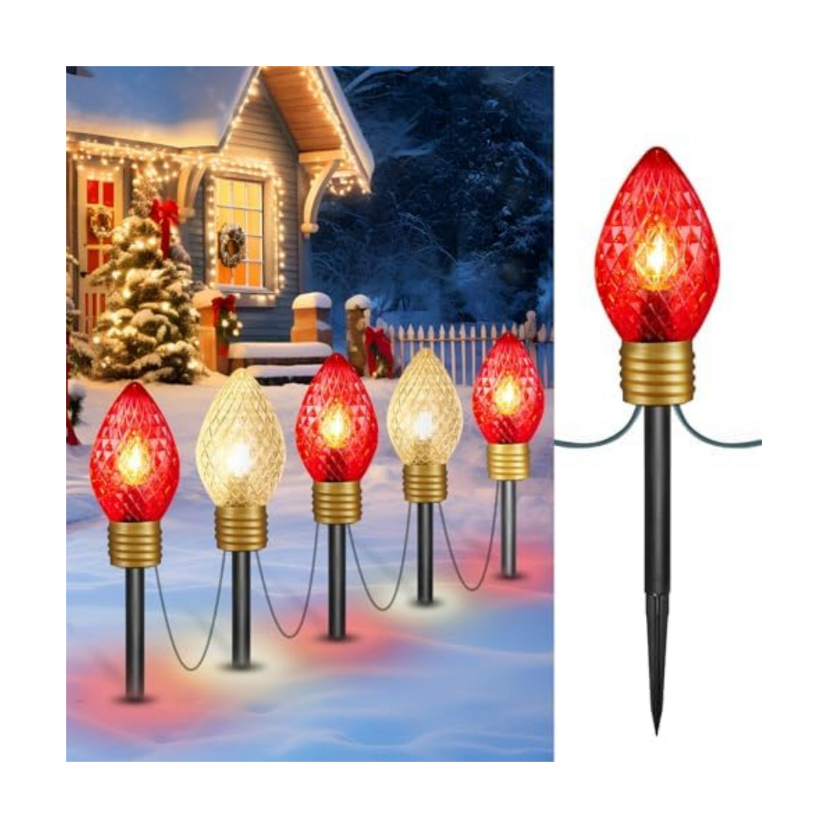 Strawberry Jumbo C9 Christmas Pathway Lights Outdoor, 8.5 FT 5 LED