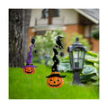 2 Pack Halloween/Thanksgiving Garden Decorations, Metal Jack-O-Lantern Stakes with Witch Hats, Scary Yard Sign Outdoor Lawn Decor, Metal Pumpkin Outdoor Halloween Yard Signs