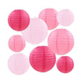 Pink Paper Lanterns Decorative, Pink Hanging Round Paper Lanterns for Wedding Bridal Baby Shower Valentines Day Gender Reveal (9 PCS)