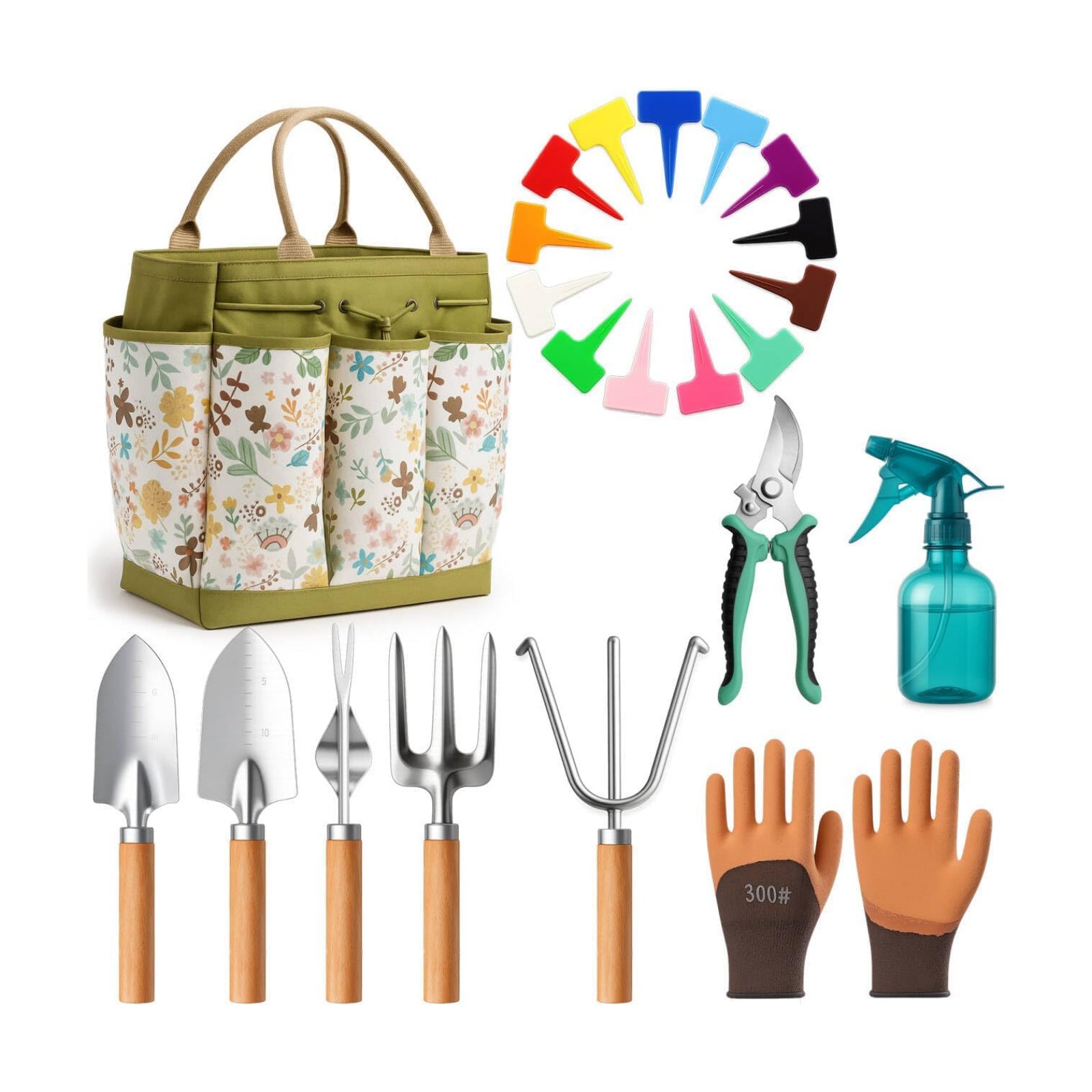 Gardening Tools 10-Piece Heavy Duty Garden Tool Set Gardening Gifts | Fashion Durable Tote Organizer Bag, Shears