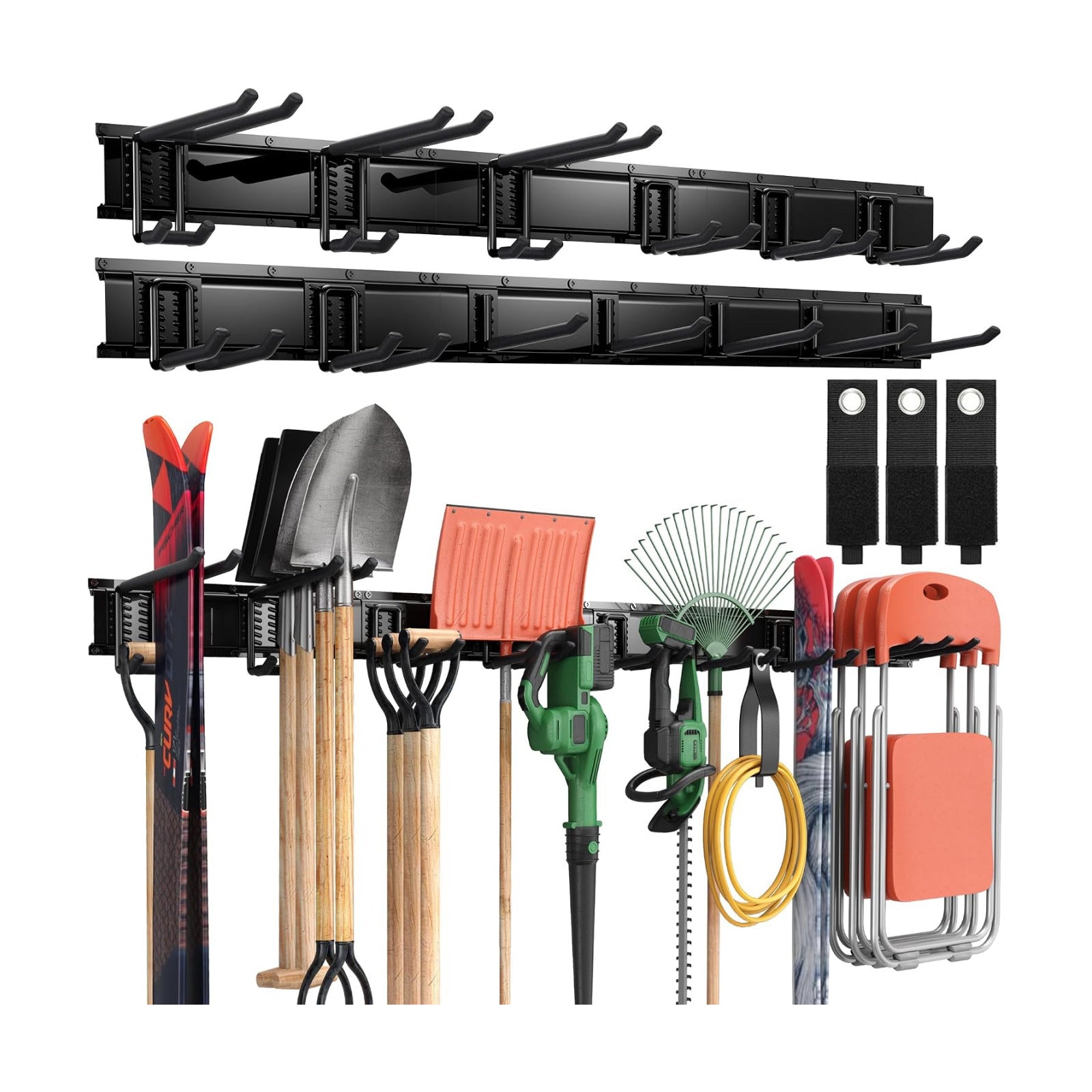 LBT 99" Garage Tool Organizer Wall Mount - 1000lbs Garden Tool Organizer | Anti-Rust, Adjustable Hooks, Sheds Garden