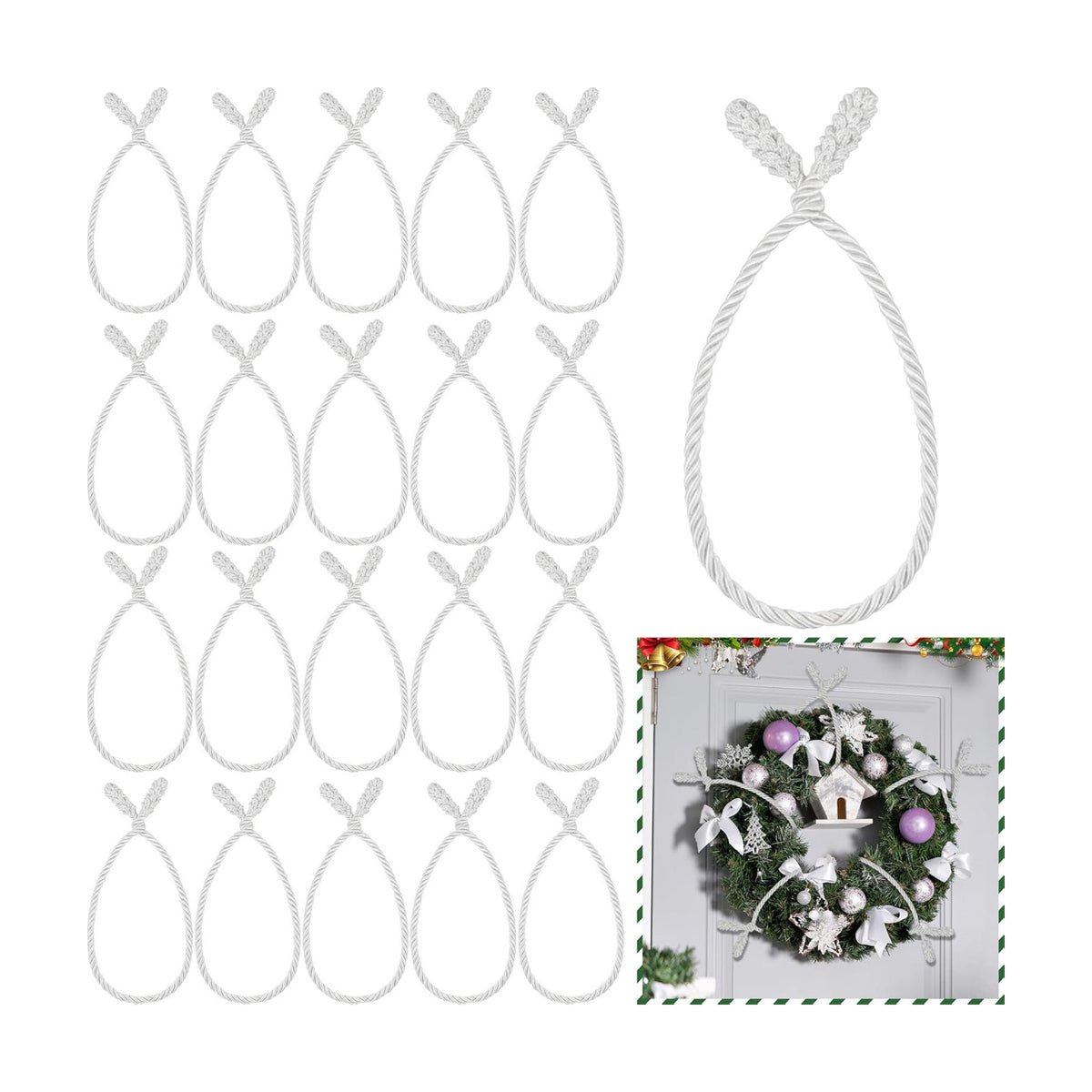 Zhengmy 20 Pcs 25 Inch Extra Long Christmas Garland Ties Christmas Decorative Twist Ties for Banister Reusable Flexible Twist for Holiday Xmas Home Decorations Craft Wrapping (White)