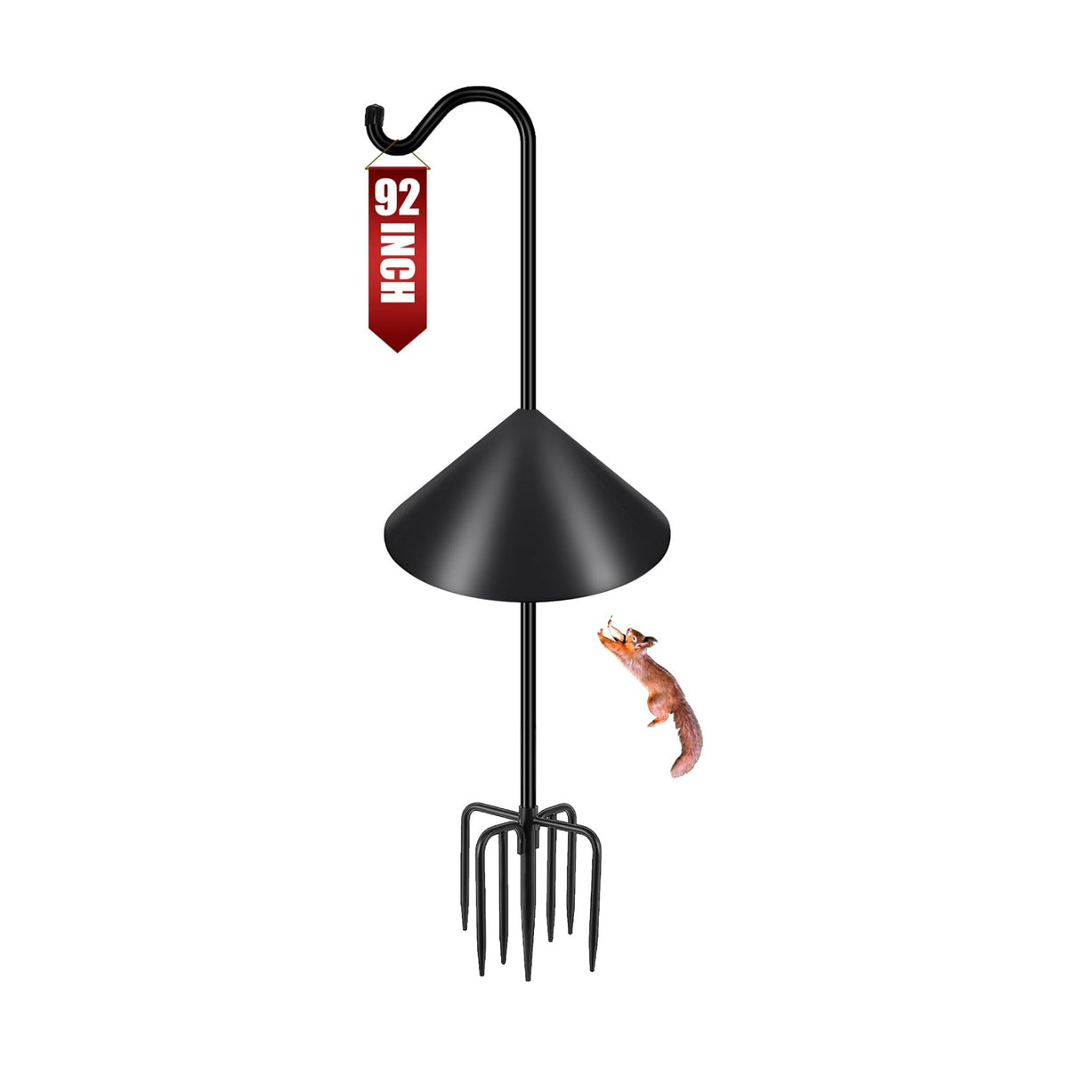 Gtongoko 92'' Shepherds Hook Bird Feeder Pole with 19'' Squirrel Baffle