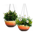 12 inch Large Hanging Planters with Drainage Hole, 2 Pack | Ceramic Look, Hanging Flower Pots for Indoor Outdoor