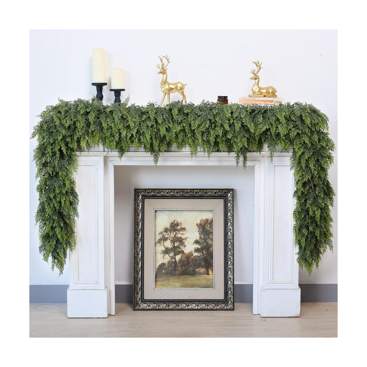 5FT 1Pcs Lifelike Touch Artificial Christmas Cedar Garland for Mantle Decor
