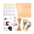 Majreey Floral Wrapping Paper Kit, 80Sheet Waterproof Floral Paper, 3Rolls Ribbon for Flower Bouquet, 2Rolls Transparent Tape,100Pcs Flower Pins, 48Pcs 3D Butterflies, 9Pcs Crowns (Flower-4)