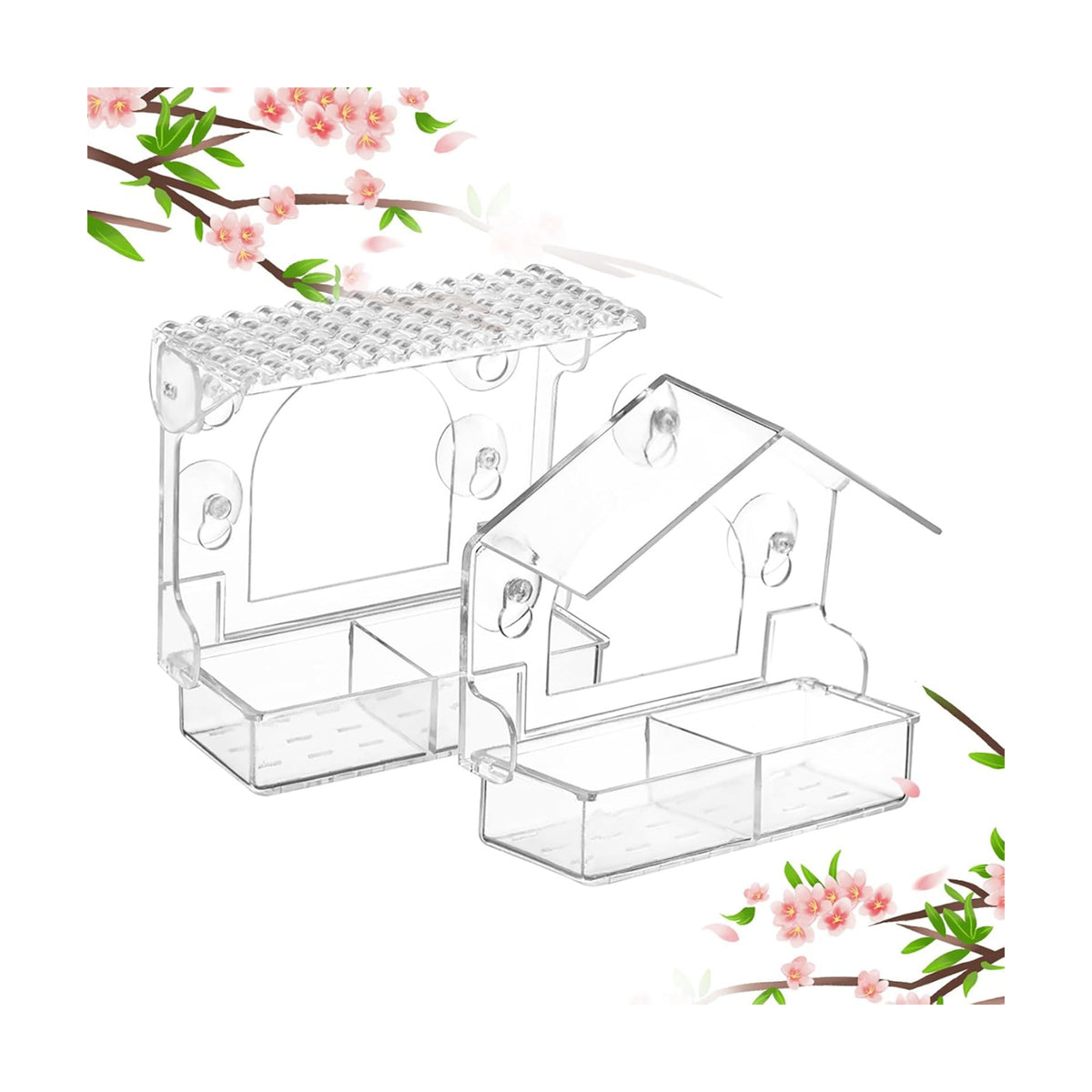 2PCS Clear Bird Feeder for Window