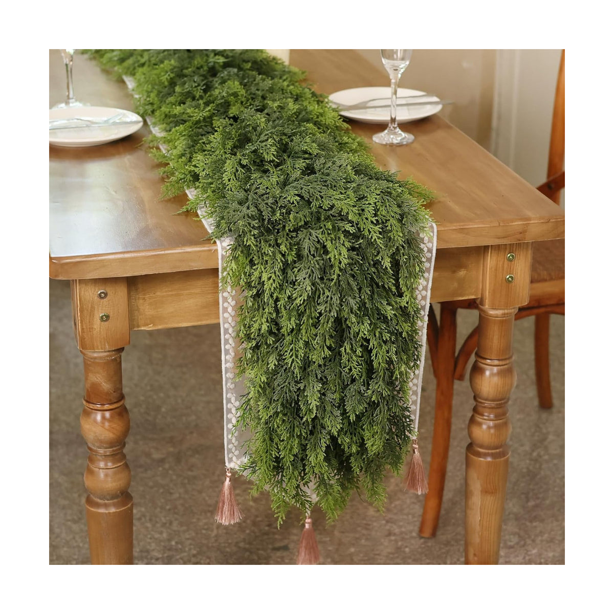 2PCS 6FT Lifelike Touch Artificial Cedar Garland for Mantle Christmas Decor