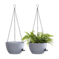 12 Inch Hanging Baskets 2 PC with Chains, Self-Watering Hanging Planters for Indoor Outdoor Plants, Plastic Hanging Flower Pots,Speckled Grey