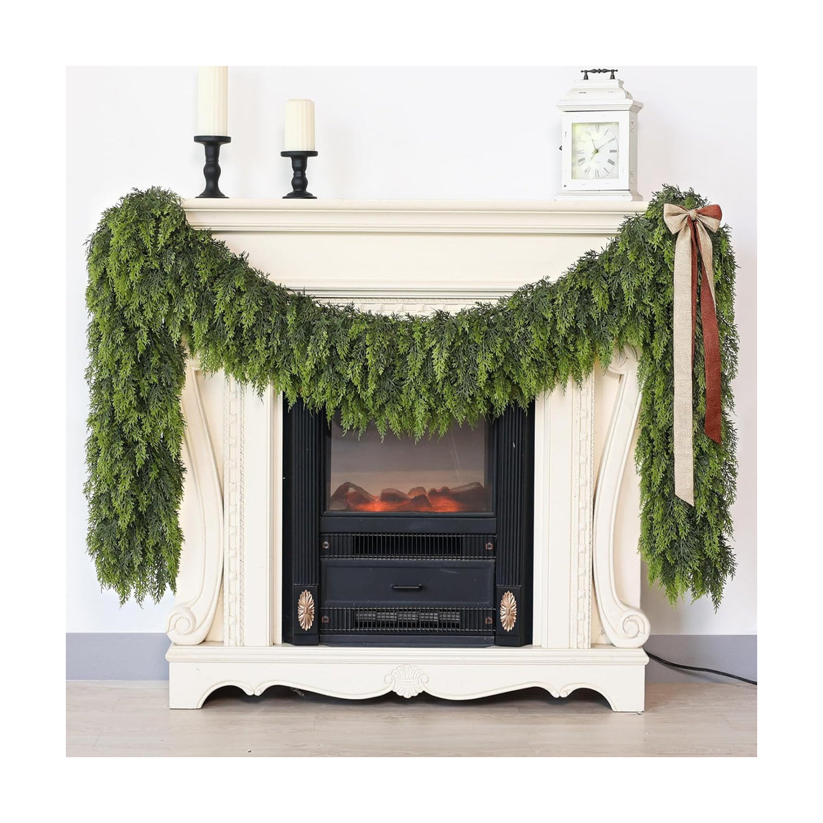 2PCS 6FT Lifelike Touch Artificial Cedar Garland for Christmas Home Decor