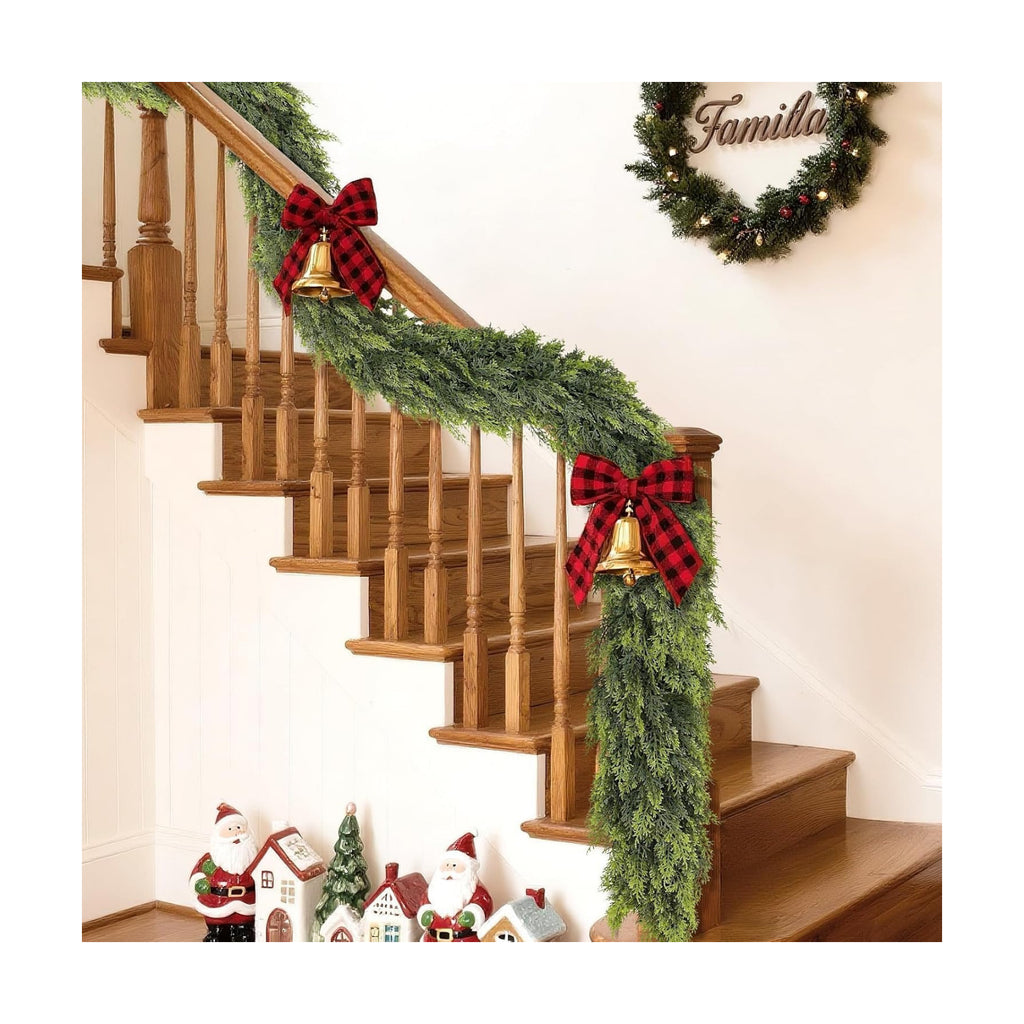 1PCS 16FT Lifelike Touch Fake Cedar Garland for Railing Christmas Decor