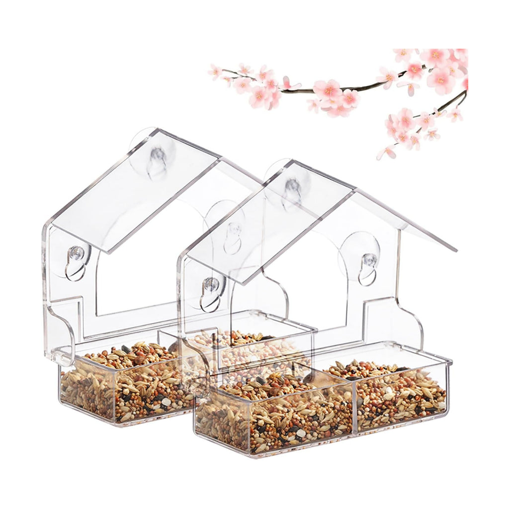 2PCS Clear Bird Feeder for Window