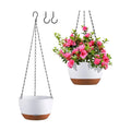 Set of 2-10 Inch Hanging Planters for Indoor Outdoor Plants | Self-Watering Hanging Flower Pots with Drainage Hole &