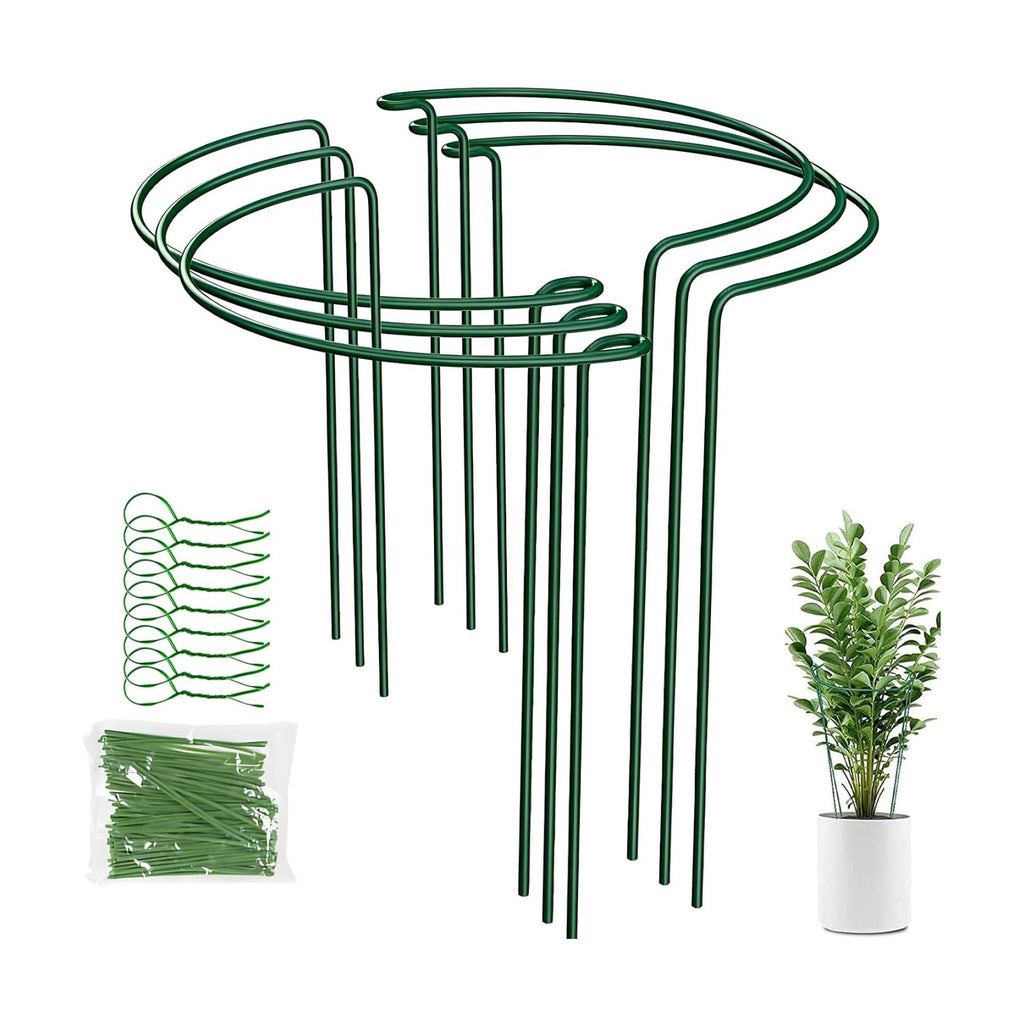 LINGHUI Peony Cages and Supports, 6 Pack Plant Support Stakes for Outdoor & Indoor Plants, 10" W x 16" H Half Round