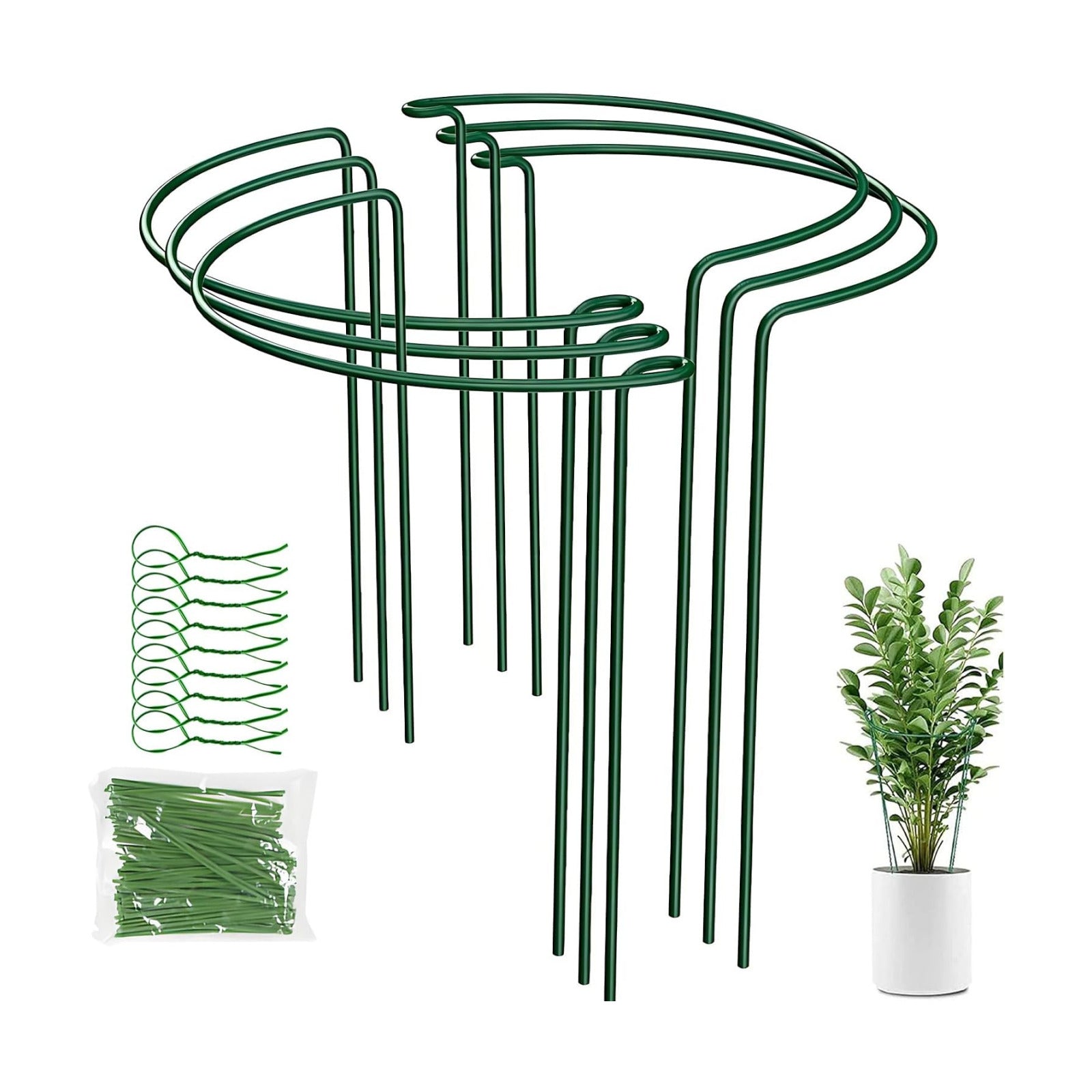 LINGHUI Peony Cages and Supports, 6 Pack Plant Support Stakes for Outdoor & Indoor Plants, 10" W x 16" H Half Round