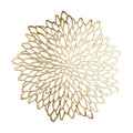 Snowkingdom Pack of 8 Gold Metallic Round Placemats Bulk Round Pressed Vinyl Leaf Dinning Kitchen Table Mats Decoration for Christmas Wedding Thanksgiving Party