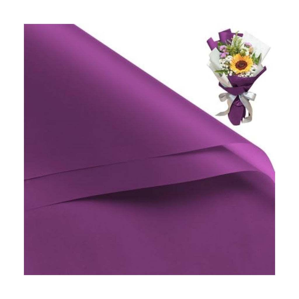 WRAPAHOLIC 20 Sheets Flower Wrapping Paper - 22.4 x 22.4 inch Pure Dark Purple Color Water-Resistant Floral Bouquet Wrapping Paper, Florist Supplies Packaging for Wedding Birthday Gift DIY