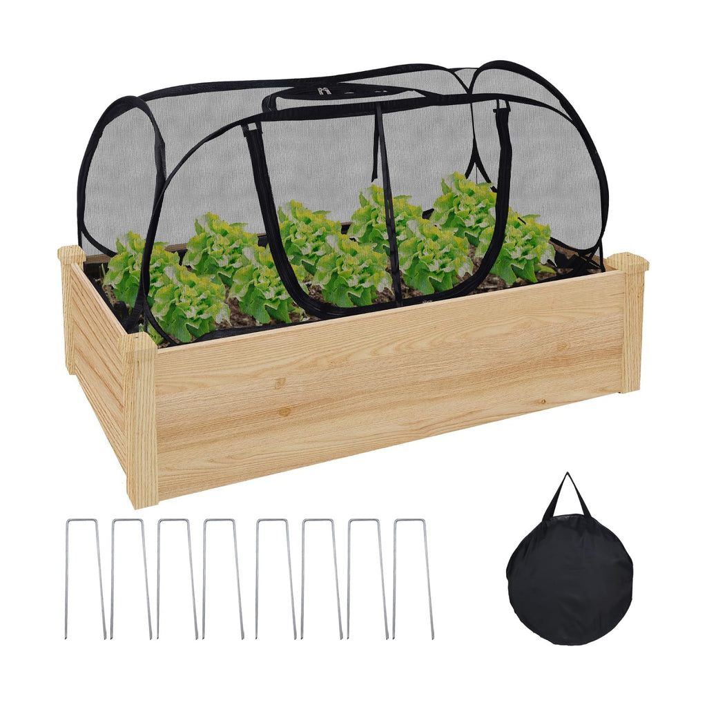 Pop Up Plant Covers for Raised Garden Bed, 47"x21.6"x19.6" Garden Cover | Plant Net Cover for Raised Bed with Top