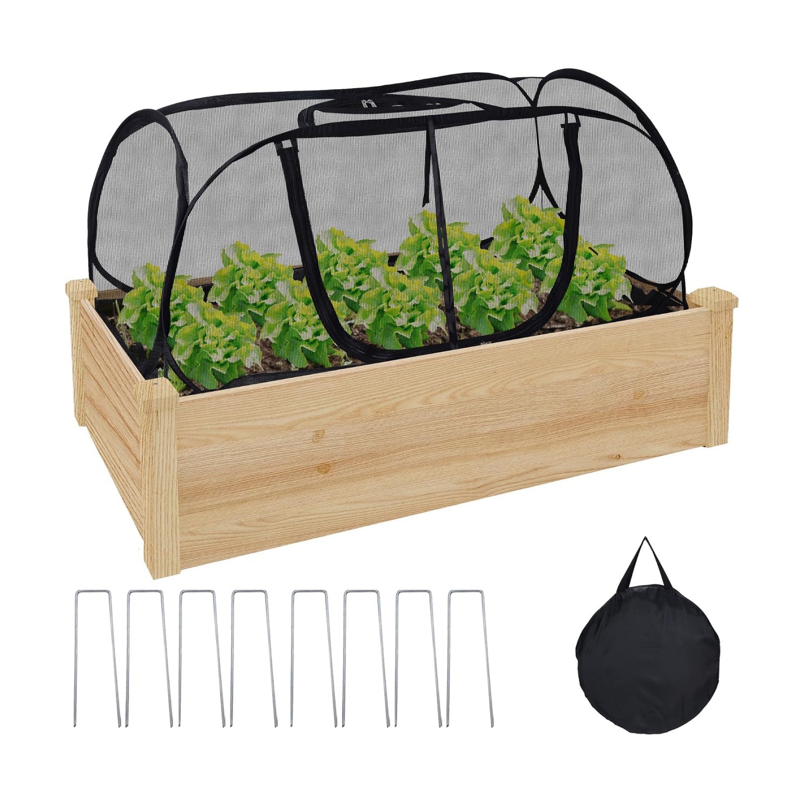 Pop Up Plant Covers for Raised Garden Bed, 47"x21.6"x19.6" Garden Cover | Plant Net Cover for Raised Bed with Top
