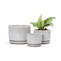 Ceramic Planters,Plant Pots with Saucers Set of 3(Reactive Glaze White) | Colorful Ceramic Planters for Indoor Plants