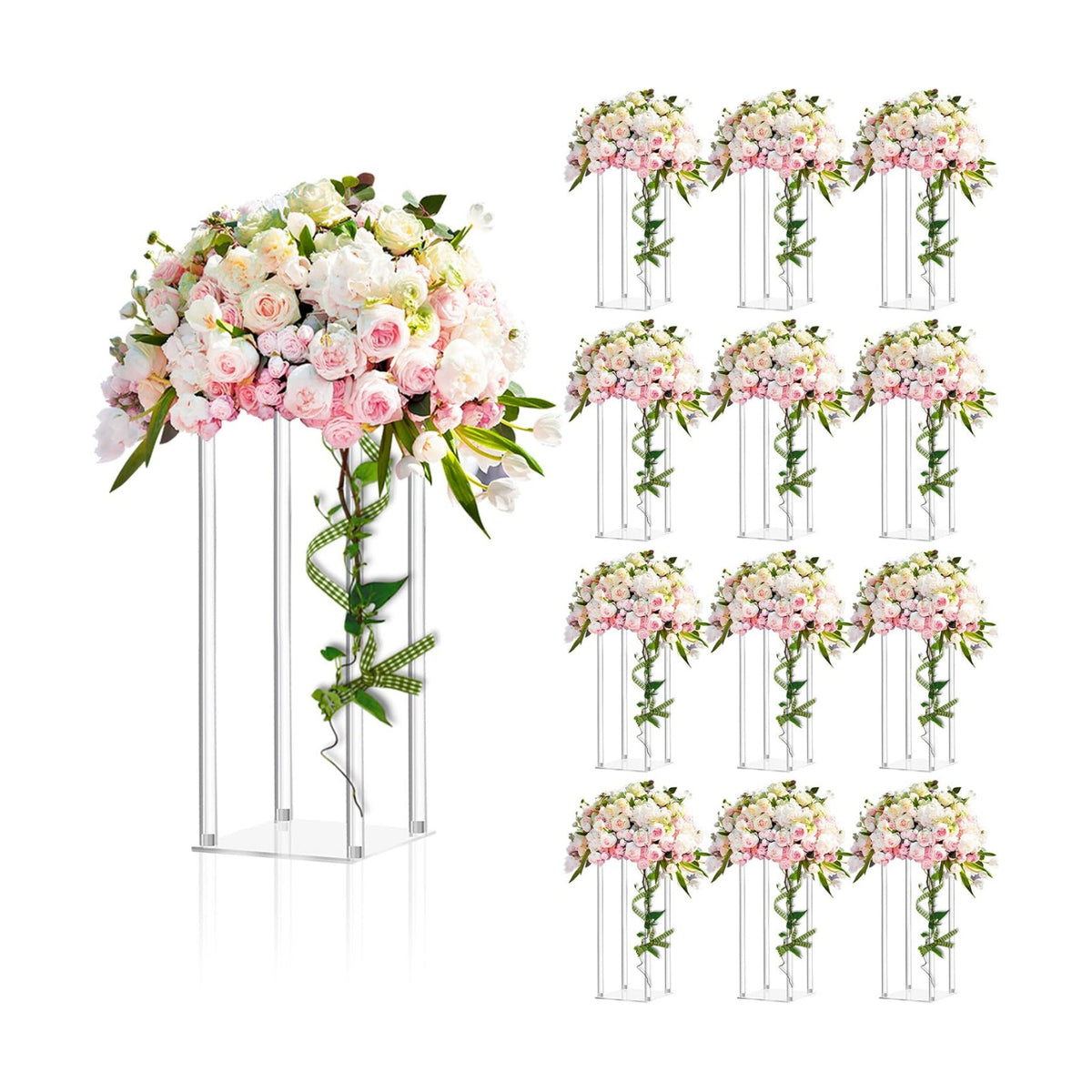 Geetery 12 Pieces Acrylic Wedding Centerpieces Flower Stand, 16 Inch