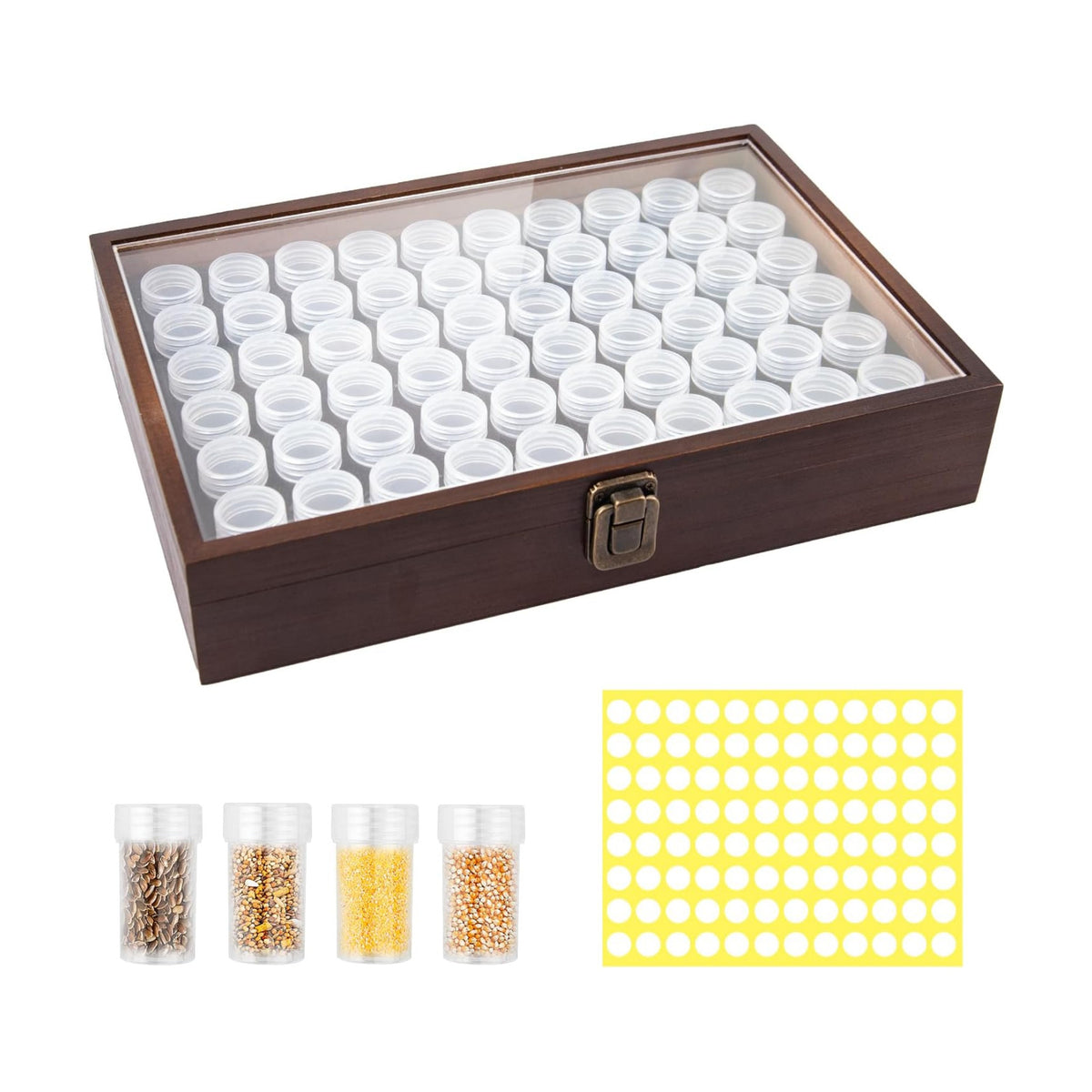 Wooden Seed Storage Organizer, 60 Slots Pine Wood Box