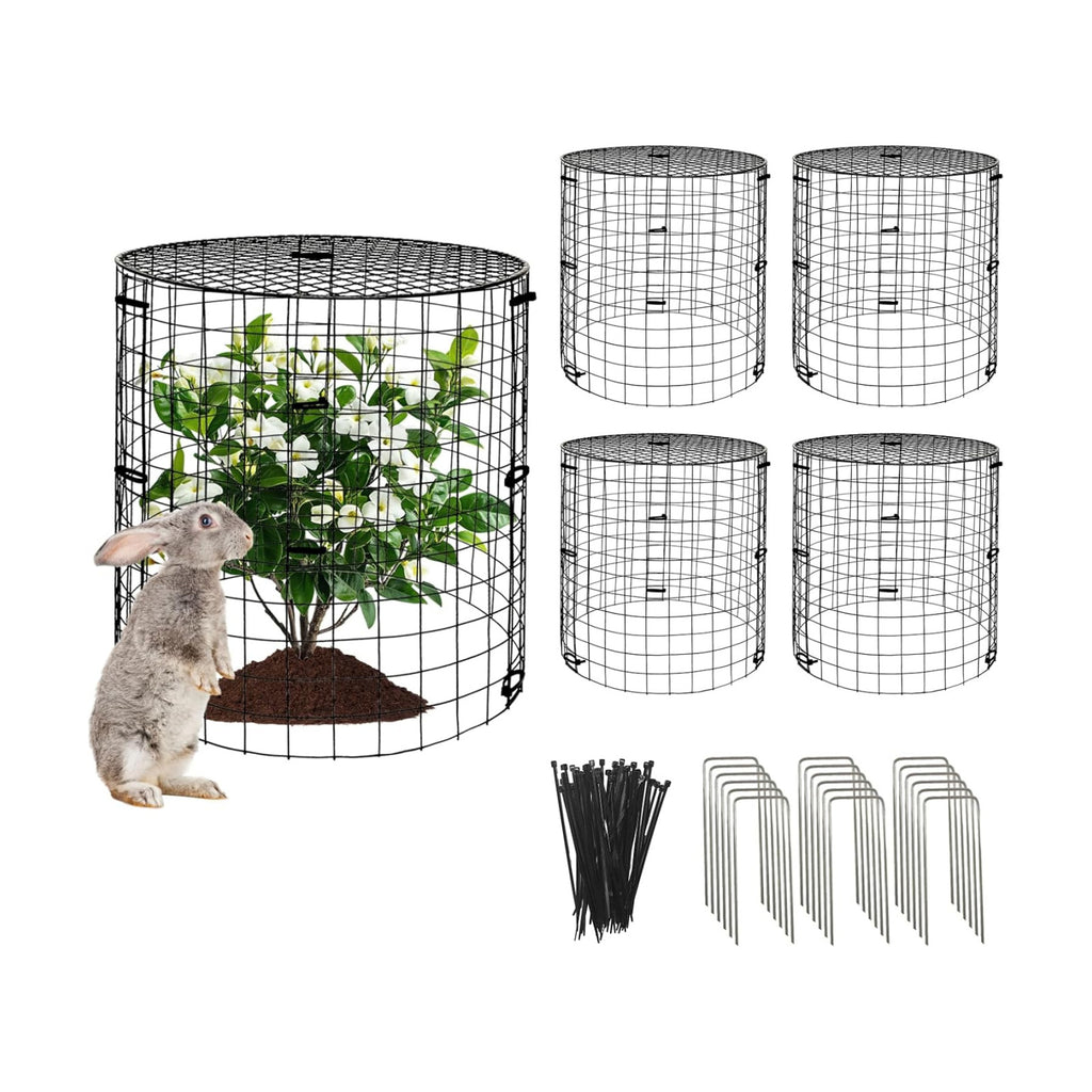 5 Packs Garden Plant Protectors from Animals,Metal Plant Cage,11.8"x 12.6" | Chicken Wire Cloche with Ground Stakes and