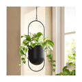 Bamworld Black Hanging Planters for Indoor Outdoor Plants Metal Hanging Pot | 5.5 Inch Modern Hanging Baskets, Window